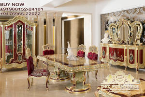 Juego de Comedor de Lujo Estilo Italiano, Muebles de Comedor de Madera Tallada para Hogares de Lujo - Product Image 5