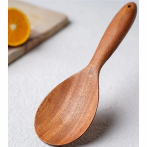 Ensemble de cuillères en bois naturel écologiques, manche en écorce sculpté à la main, ustensiles de cuisine en bois, cuillères à soupe résistantes à la chaleur pour la cuisine - Product Image 2