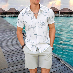 Ensemble T-shirt et short décontracté d'été pour hommes à imprimé floral, motif 3D, vente en gros - Product Image 4