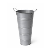 Ember Logam Galvanis Vaes Farmhouse French Flower Bucket Pot dengan Pegangan, Wadah Logam Dekoratif Rustic, Vas Bunga untuk Rumah
