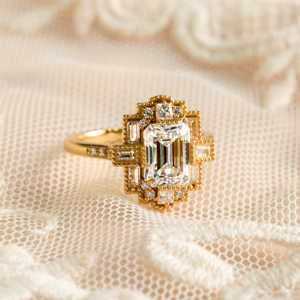 Best Selling S925 Sterling <b>Silver</b> Gold Plated <b>Emerald</b> Cut Moissanite Classic Engagement Minimalist Wedding <b>Ring</b> - Product Image 6