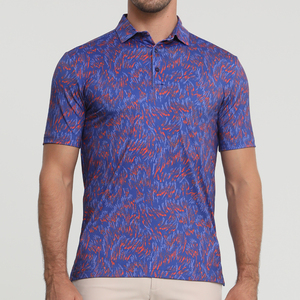 เสื้อโปโลแขนสั้นพิมพ์ลายหัวใจสีฟ้าอ่อนสำหรับผู้ชาย ทรงลำลอง ระบายอากาศได้ดี ผ้าฝ้ายอ๊อกซ์ฟอร์ด - Product Image 4