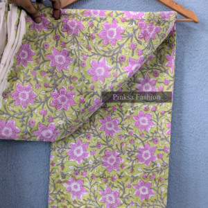 Tela de Algodón Estampada a Mano de Alta Calidad, 100% Algodón Puro, Tinte Natural, Estampado Floral para Prendas de Vestir - Product Image 1