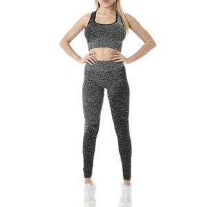 Ensemble de yoga pour femmes de haute qualité, marque privée, couleurs personnalisées et logo frontal, motif uni, respirant, écologique, 2 pièces, prix bas - Product Image 1