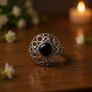 แหวนมอยส์ซาไนต์สีดำออนิกซ์ 4.2 กรัม - Product Image 3