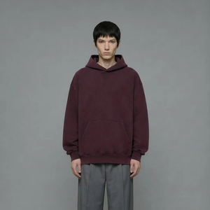 Sweat-shirt à capuche oversize pour homme, couleur unie, avec poche kangourou, manches longues, style décontracté, logo personnalisé, OEM ODM - Product Image 1