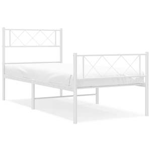 Cadre de lit double en acier blanc thermolaqué, lit en métal avec finition moderne élégante - Product Image 2