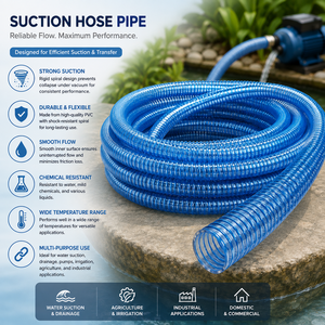 Best Quality Clear Spiral Reinforced PVC Suction <b>Hose</b> for Industrial <b>Vacuum</b> and Water Pumping Available at Low Price - Product Image 1