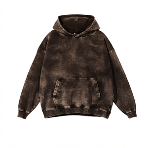 Vente en gros de sweats à capuche de haute qualité en coton 100% lavé à l'acide, série High Street, décontractés, pour hommes, à capuche, unis, avec logo personnalisé - Product Image 1