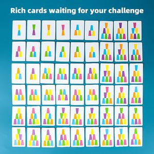 Ensemble de <span class=keywords><strong>2</strong></span> jeux de tasses empilables interactifs colorés - Entraînement mental et activité familiale compétitive avec 12 tasses, 54 cartes et cloche - Product Image 5