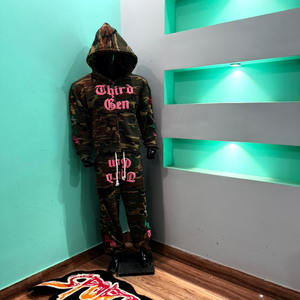 Ensemble de survêtement personnalisé pour homme 2 pièces automne-hiver décontracté uni avec poches pour le sport et la gym, comprenant un sweat à capuche imprimé en relief - Product Image 6