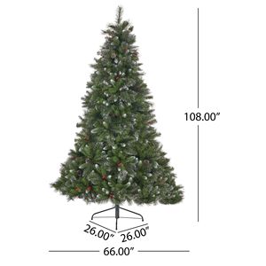 9 ft Glitter Bristle Mixed Hinged Christmas Tree with 72 Red Berries 73 Pine Cones 2099 Branch Tips - Product Image 5