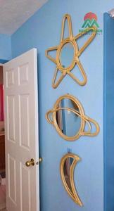 Espejo de Pared Ovalado de Ratán, Diseño Geométrico Bohemio, Decoración Colgante Hecha a Mano, Pieza Única - Product Image 3