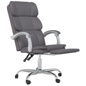 Silla de oficina reclinable ajustable de piel sintética gris - Product Image 6