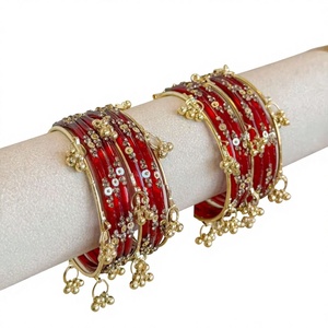 High Quality Indian Bridal <b>Bangle</b> Set Kundan Crystal <b>Bangles</b> Punjabi Kashmiri Churiyan for Wedding Dulhan Small changes occur - Product Image 1