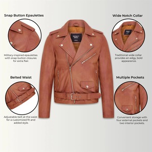 Blouson de motard en cuir véritable de qualité supérieure pour homme, manteau classique de moto, service d'échantillons OEM ODM disponible dès aujourd'hui - Product Image 4