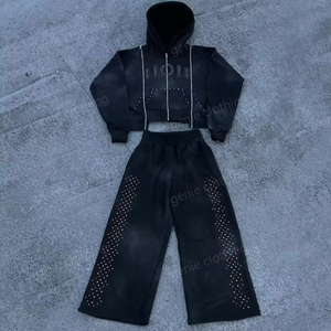 Conjunto Deportivo para Hombre con Sudadera con Capucha y Bolsillos Laterales, Sudadera con Hombros Caídos y Pantalones Deportivos de Pierna Recta y Corte Ajustado - Product Image 5