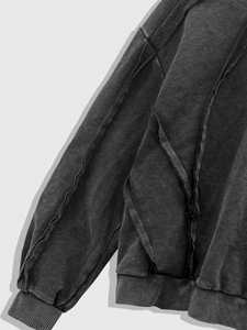 Sudadera con Capucha de Algodón Lavado Estilo Vintage para Hombre, Sudadera Oversize de Streetwear con Detalle de Costura y Producción Personalizada - Product Image 5