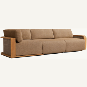 Sofá para tres personas con cojines suaves y duraderos para casas o villas en color marrón - Product Image 4