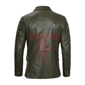 Blazer de Cuero Cruzado Premium para Hombre, Chaqueta Elegante de Manga Larga Estilo Americano, Transpirable para Negocios y Eventos - Product Image 5