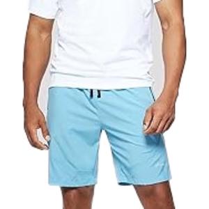 <b>Men's</b> Light Blue Solid Board Shorts Quick Dry Drawstring Waist Casual Swim <b>Trunks</b> with Pockets Mid Rise Bermuda Length Short - Product Image 2