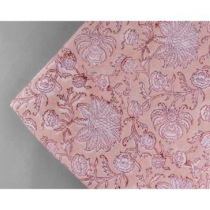 Salmon Pink & <b>White</b> Cotton Cloth Fabric Women's Indian Style Apparel Hand Block Print Running Sewing Scarves Decorative Fabric - Product Image 2