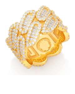 Anillo de Lujo con Cadena de Varias Filas de Moissanita en Plata de Ley 925 con Baño de Rodio, Anillo de Estilo Hip Hop para Hombre y Mujer - Product Image 1