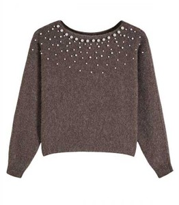 Pull en tricot pour femme à manches chauve-souris - Pull décontracté ample pour l'hiver - Pull doux tendance avec logo personnalisable sur le devant - Product Image 1
