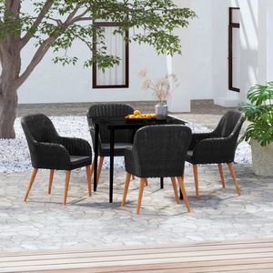 Set da pranzo Patio 5 pezzi nero con cuscini per il tempo libero in giardino - Product Image 1