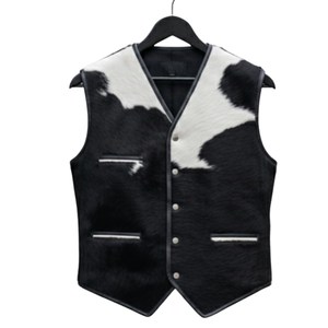 Chaleco de Cuero Vacuno para Hombre, Corte Ajustado, Color Sólido, Diseño Personalizado, Ropa Exterior, Estilo Urbano - Product Image 3