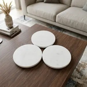 Super Quality Handmade Round <b>Marble</b> <b>Coasters</b> Set Premium Natural Stone Cup <b>Coasters</b> Heat Resistant Waterproof Table Mats - Product Image 5