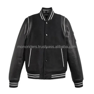 Veste universitaire en laine et cuir de haute qualité pour homme, manches rétro, broderie personnalisée, style Letterman, fermeture éclair, décontractée, polaire, coupe-vent - Product Image 6
