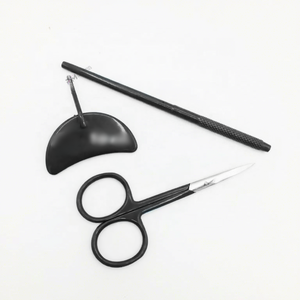 <b>Moon</b> Shape Eyelash Extension <b>Mirror</b> / Silver Tip Cuticle Scissor Private Label Lash <b>Mirror</b> Black Powder Coated Color <b>Mirror</b> Set - Product Image 4