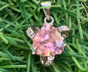 Heart Shaped Pink Zircon Silver Bohemian Style Snake Chain Pendant <b>Necklace</b> for Women Handmade Gemstone Jewelry H.A. Gems - Product Image 3