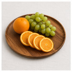 Assiette de service ronde en bois d'acacia écologique de qualité supérieure, style rustique, pour la décoration de table de mariage et les hôtels - Product Image 2