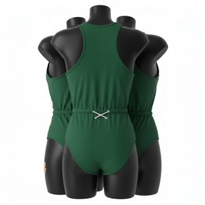 ชุดว่ายน้ำพรีเมียม 230 GSM ผ้าโพลีเอสเตอร์ผสมสแปนเด็กซ์ สีเขียว เนื้อผ้านุ่มยืดหยุ่น ปักโลโก้แบบแอพพลิเค่ตามสั่ง สำหรับผู้หญิง - Product Image 3