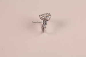 Pear Cut Diamond Engagement <b>Ring</b> , 10K,14K or 18K solid gold & <b>925</b> <b>Silver</b> Leb Grown Diamond igi Certified Classic Style - Product Image 2