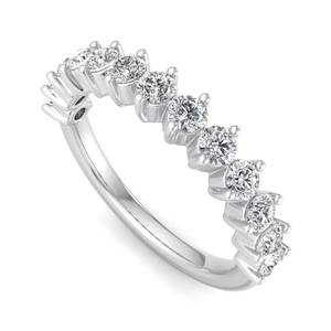 Bague de mariage semi-éternelle de luxe en or rose avec neuf diamants ronds taille brillant, sertis à griffes partagées, bijoux de mode pour femme - Product Image 2