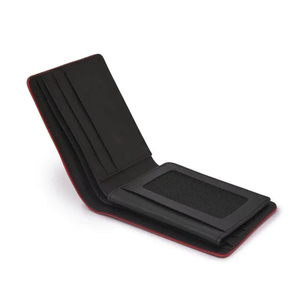 <b>Men's</b> Genuine Leather Slim <b>Wallet</b> With Striped Lining Fold Closure Card Holder Short Length Minimalist Design - Product Image 5