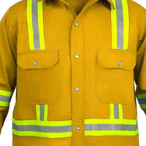 Camisa de Trabajo Color Camel con Cinta Reflectante Cruzada en la Espalda, Puños con Botones y Cierre Completo con Botones para Ropa de Trabajo de Seguridad Personalizada al por Mayor - Product Image 2