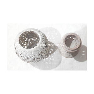 Magnifique bougeoir en pierre ollaire naturelle sculpté à la main, forme ronde, décoration d'éclairage pour la maison et cadeau - Product Image 4