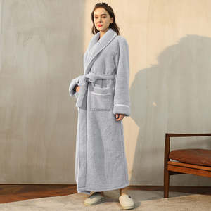 Bata de Baño de Microfibra Suave, Forro Polar Sherpa, Franela, Ropa de Dormir, Pijama, Unisex, Ropa para Sauna, Bata de Casa para Mujer y Hombre - Product Image 2