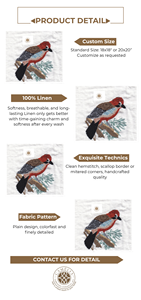 Serviette en lin avec broderie d'oiseau, ajoute une touche douillette et familière à la table. - Product Image 2