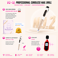 Professionele draadloze elektrische nagelboorpen, oplaadbaar, van aluminium, draagbare nagelvijlmachine voor manicure & pedicure