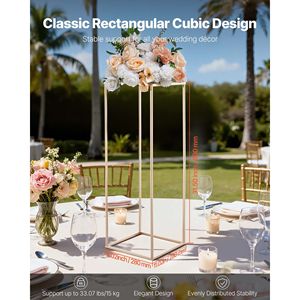 Set di 10 Supporti per Fiori da Matrimonio, Altezza 80 cm, Colonna Floreale in Metallo Laminato Dorato, Espositore Rettangolare per Decorazioni Floreali - Product Image 2