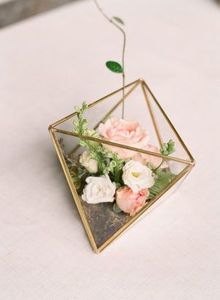 Geometric Glass Jewelry Box With Gold Frame Storage Organizer For <b>Small</b> Accessories - Product Image 4