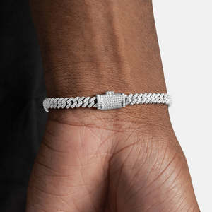 Bracelet cubain en moissanite VVS1, argent sterling 925, bracelet cubain Miami serti de pierres pour hommes - Product Image 3