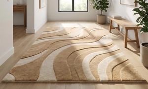 พรมขนสัตว์ทอมือสุดหรูสำหรับห้องนั่งเล่น ออกแบบเองได้ พรมขนสัตว์ทอมือลายนามธรรมทันสมัย พรมขนสัตว์ทอมือคุณภาพพรีเมียม - Product Image 5