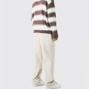 Pantalones Deportivos Casuales de Felpa de Algodón y Poliéster Grueso para Hombre, Ajuste Delgado, Color Marrón, con Logotipo Personalizado, Venta al por Mayor, Pantalones Lisos - Product Image 3