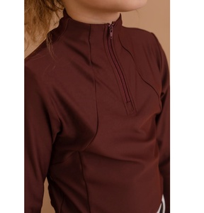 Chemises d'équitation pour enfants, Polo à cheval, hauts, fabricants de vêtements, exposition de fermetures éclair pour enfants, couches de Base équestres - Product Image 5